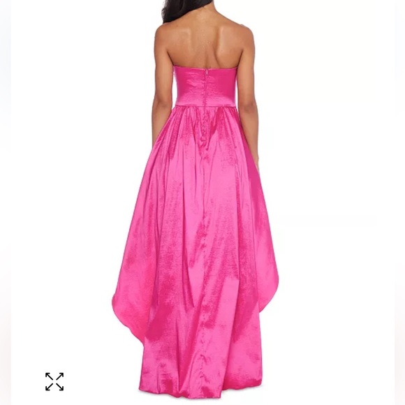 Juniors' Pleated Strapless High-Low Fit & Flare Dress Prom dress - Picture 7 of 10